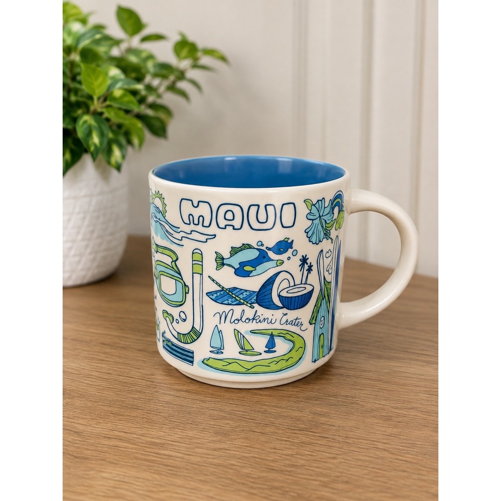 Starbucks You Are Here Series Maui Hawaii Coffee Mug Blue Green 14oz Cup